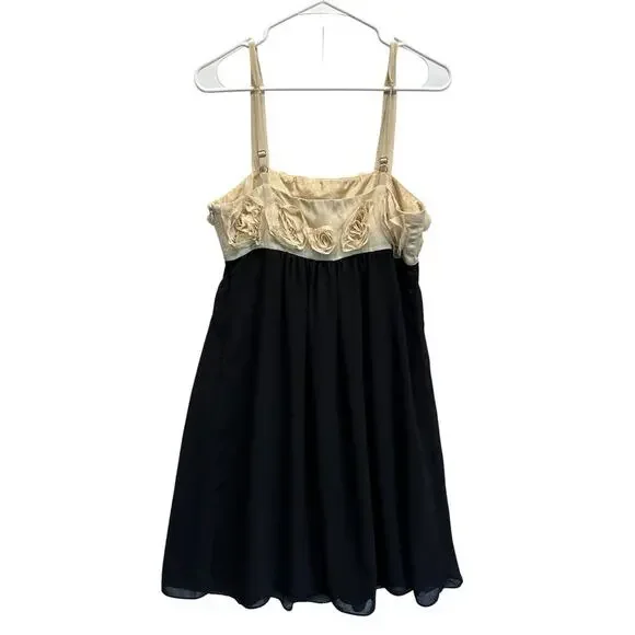 NWT Twenty One Women M Dress Black Cream Roses Lined Cocktail Whimsigoth Fairy‎ - Picture 7 of 12